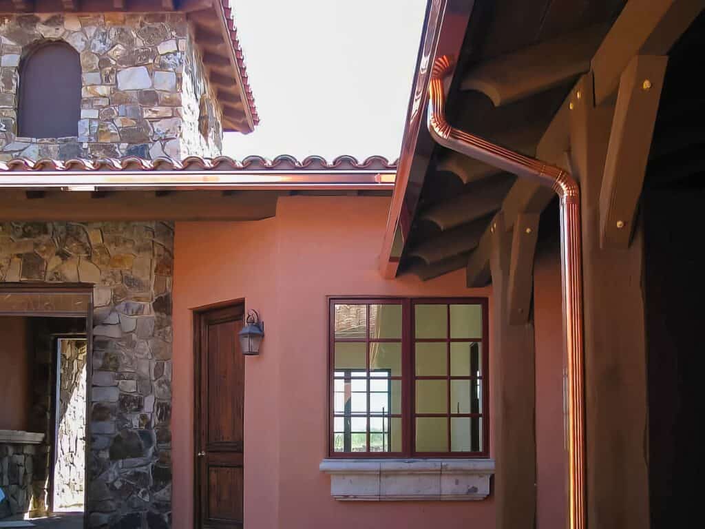 Copper vs Aluminum Gutters: Which Is Best for Your Home? 1 sarg copper rain gutters tucson az 01 topaz