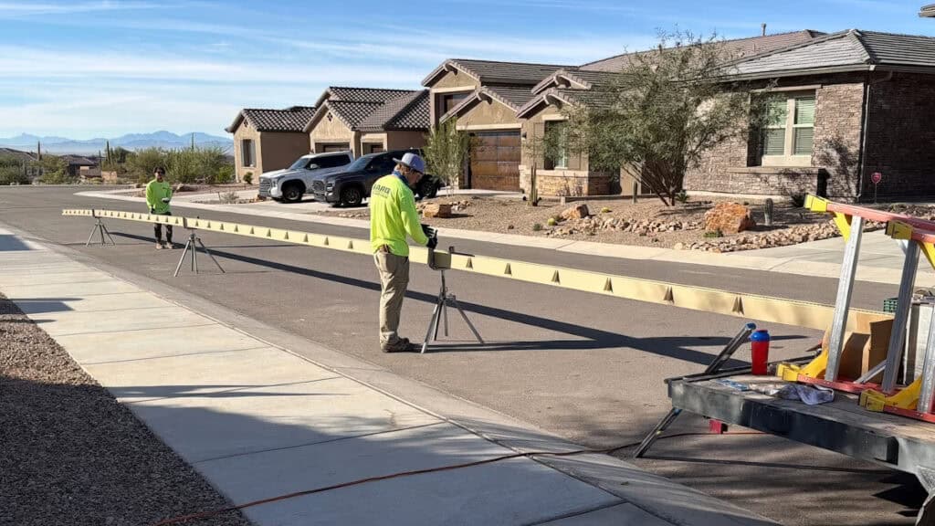Southern Arizona Rain Gutters crew forming a seamless gutter on site in Tucson, Arizona